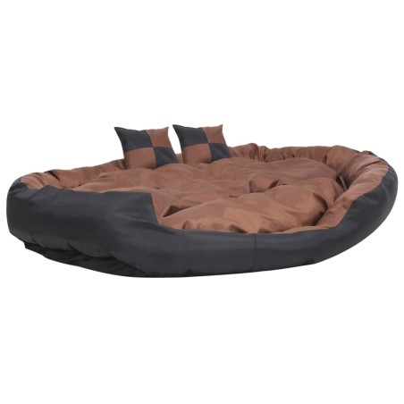 Cuscino per Cani Reversibile Lavabile Nero Marrone 150x120x25cm