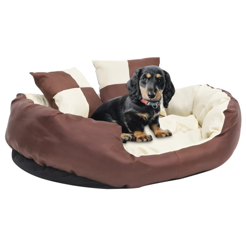 Cuscino per Cani Reversibile Lavabile Marrone Crema 85x70x20 cm Cuscino per Cani Reversibile Lavabile Marrone Crema 85x70x20 cm