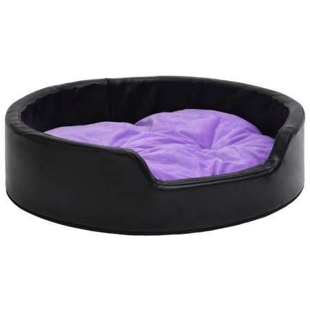 Lettino per Cani Nero e Viola 99x89x21 cm Peluche e Similpelle