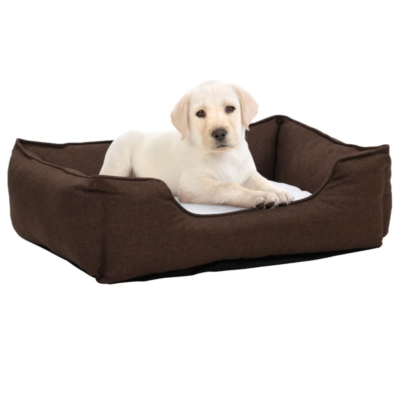 Lettino Cani Marrone e Bianco 85,5x70x23 cm Pile Effetto Lino Lettino Cani Marrone e Bianco 85,5x70x23 cm Pile Effetto Lino
