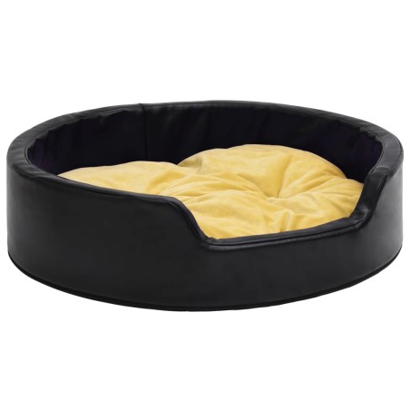 Lettino per Cani Nero e Giallo 79x70x19 cm Peluche e Similpelle