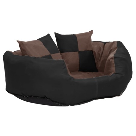 Cuscino per Cani Reversibile e Lavabile Nero Marrone 65x50x20cm