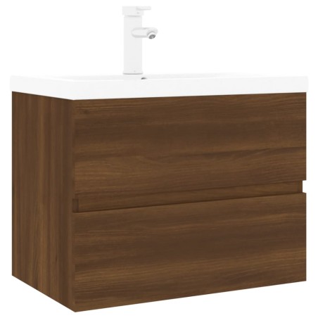 vidaXL Mobile Bagno Lavabo Integrato Rovere Marrone Legno Multistrato