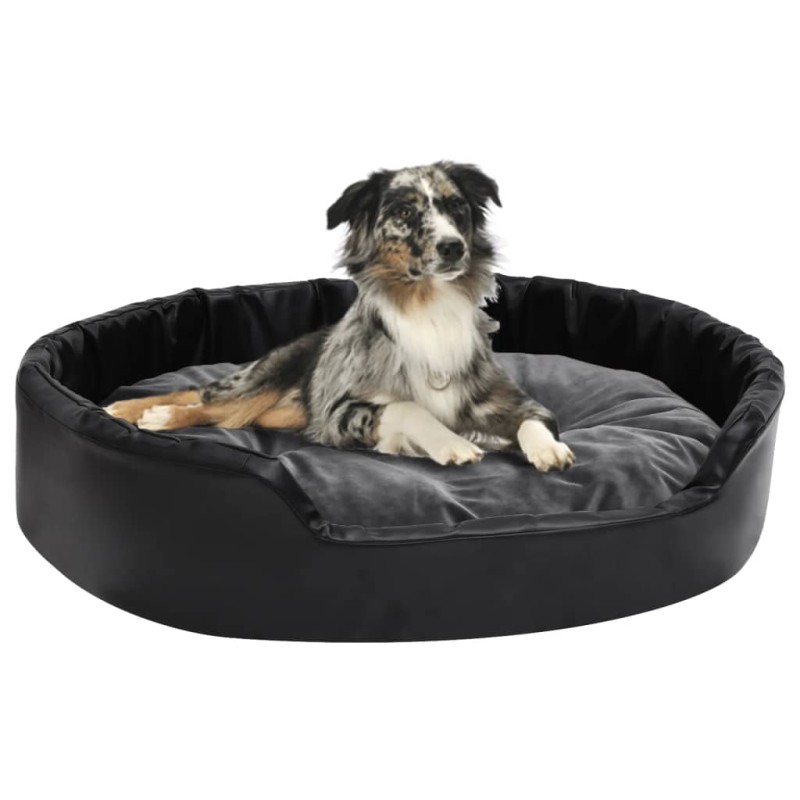Lettino per Cani Nero e Grigio 90x79x20 cm Peluche e Similpelle Lettino per Cani Nero e Grigio 90x79x20 cm Peluche e Similpelle