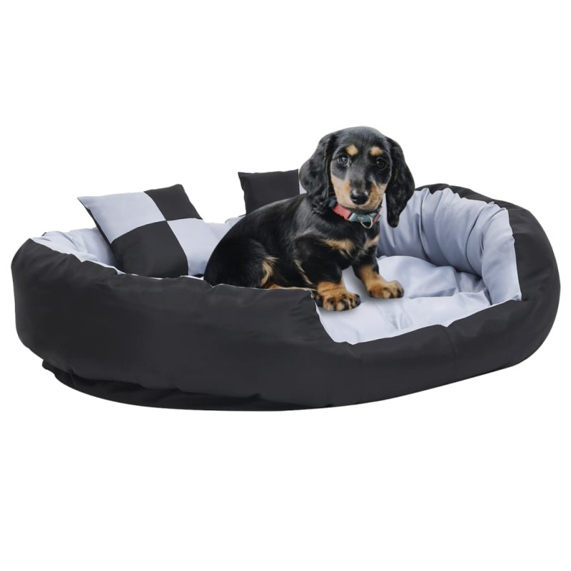 Cuscino per Cani Reversibile Lavabile Grigio e Nero 110x80x23cm Cuscino per Cani Reversibile Lavabile Grigio e Nero 110x80x23cm