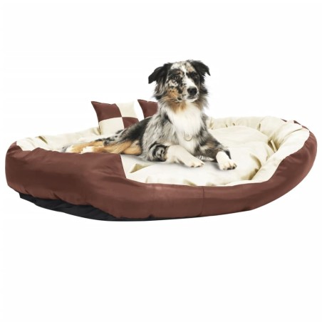Cuscino Cani Reversibile Lavabile Marrone Crema 150x120x25 cm