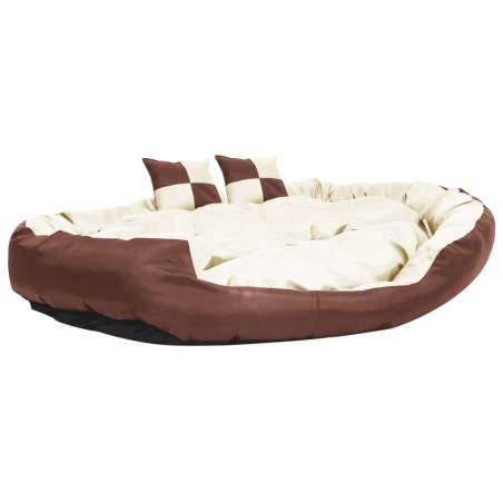 Cuscino Cani Reversibile Lavabile Marrone Crema 150x120x25 cm