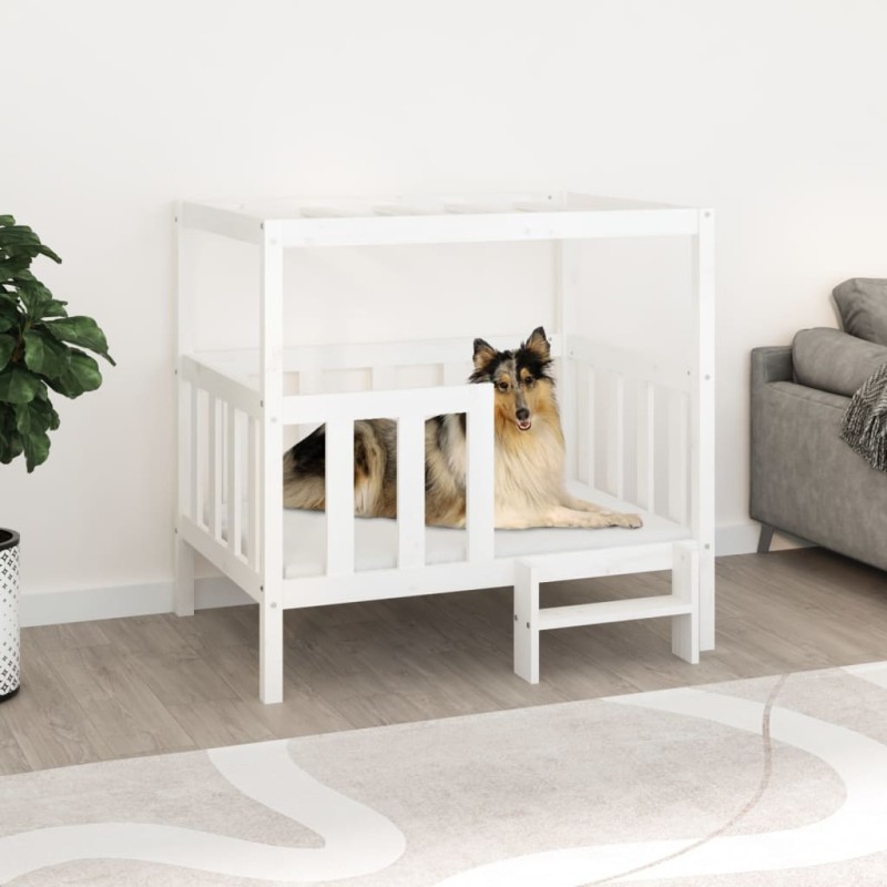 Cuccia per Cani Bianca 105,5x83,5x100 cm Legno Massello di Pino Cuccia per Cani Bianca 105,5x83,5x100 cm Legno Massello di Pino