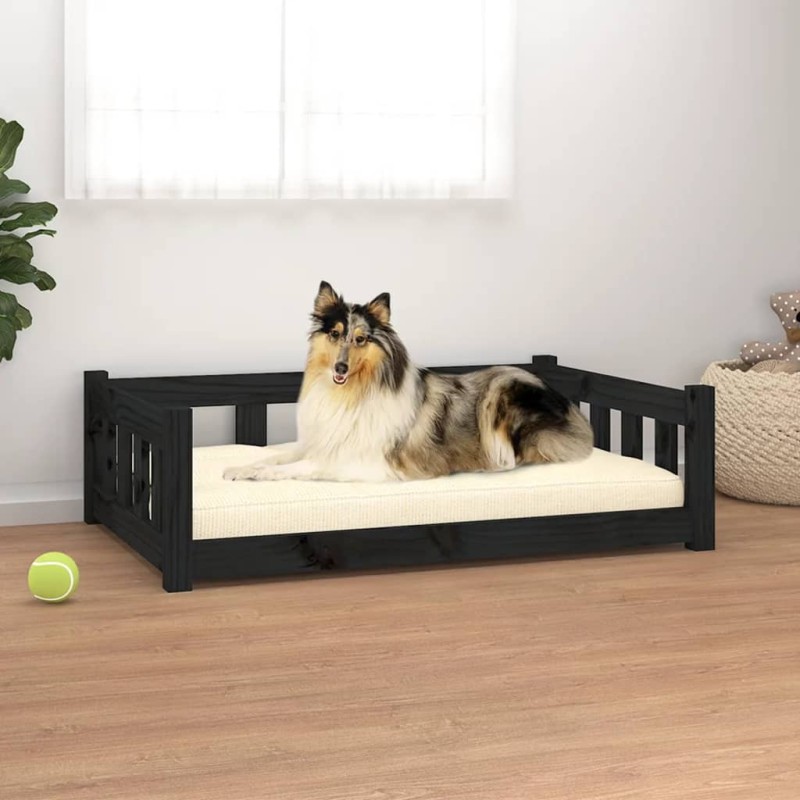 Cuccia per Cani Nera 95,5x65,5x28 cm in Legno Massello di Pino Cuccia per Cani Nera 95,5x65,5x28 cm in Legno Massello di Pino