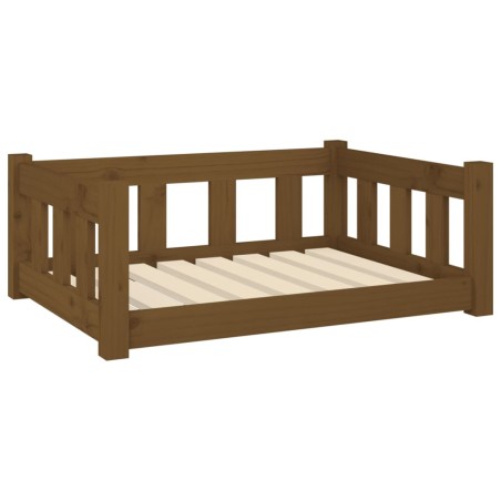 Cuccia per Cani Miele 75,5x55,5x28 cm in Legno Massello di Pino