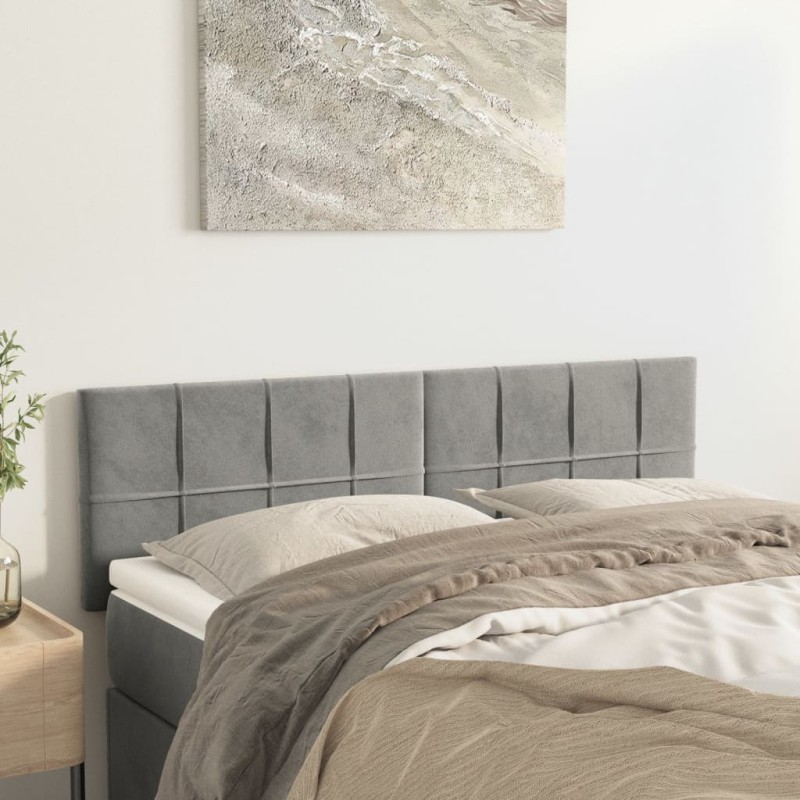 Testiere 2 pz Grigio Chiaro 72x5x78/88 cm in Velluto Testiere 2 pz Grigio Chiaro 72x5x78/88 cm in Velluto