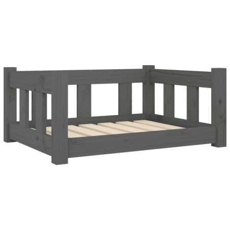 Cuccia per Cani Grigia 65,5x50,5x28 cm Legno Massello di Pino