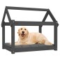 Cuccia per Cani Grigia 81x60x70 cm in Legno Massello di Pino