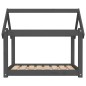 Cuccia per Cani Grigia 81x60x70 cm in Legno Massello di Pino