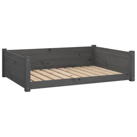 Cuccia per Cani Grigia 95,5x65,5x28cm in Legno Massello di Pino