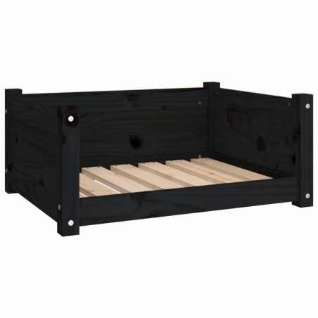 Cuccia per Cani Nera 65,5x50,5x28cm in Legno Massello di Pino