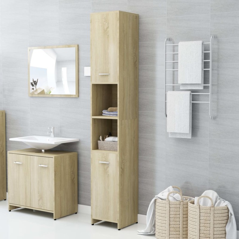 Armadio da Bagno Rovere Sonoma 30x30x183,5 cm in Truciolato Armadio da Bagno Rovere Sonoma 30x30x183,5 cm in Truciolato