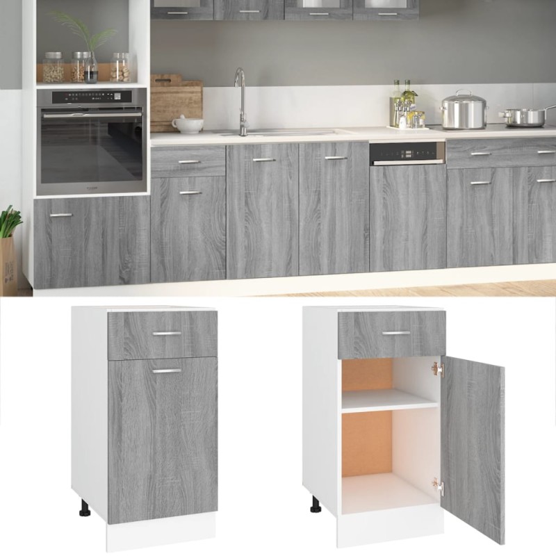 Mobile con Cassetto Grigio Sonoma 40x46x81,5 Legno Multistrato Mobile con Cassetto Grigio Sonoma 40x46x81,5 Legno Multistrato