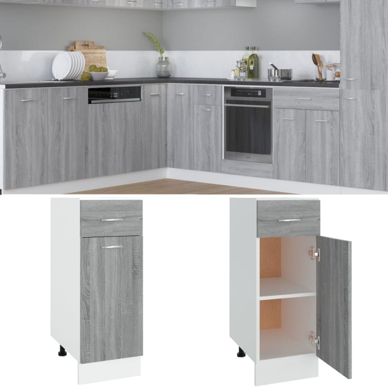 Mobile con Cassetto Grigio Sonoma 30x46x81,5 Legno Multistrato Mobile con Cassetto Grigio Sonoma 30x46x81,5 Legno Multistrato