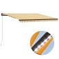 Tenda da Sole Retrattile Manuale e LED 400x300cm Gialla Bianca Tenda da Sole Retrattile Manuale e LED 400x300cm Gialla Bianca