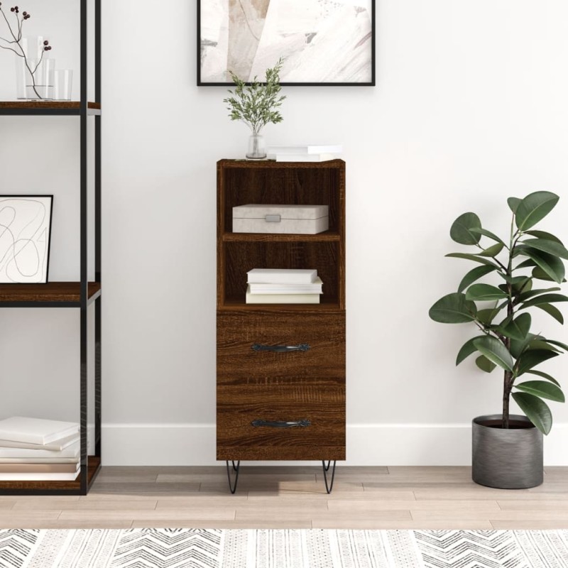 Credenza Rovere Marrone 34,5x34x90 cm in Legno Multistrato Credenza Rovere Marrone 34,5x34x90 cm in Legno Multistrato
