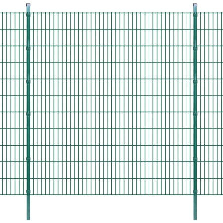 Pali per Recinzione 10 pz Verde 280 cm in Acciaio Zincato