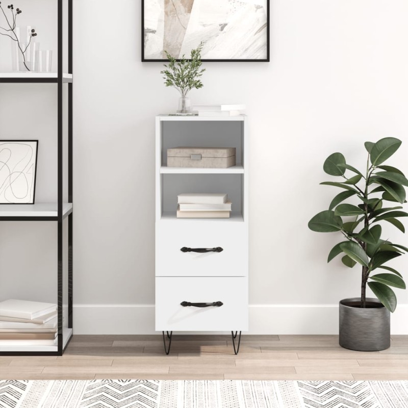 Credenza Bianca 34,5x34x90 cm in Legno Multistrato Credenza Bianca 34,5x34x90 cm in Legno Multistrato