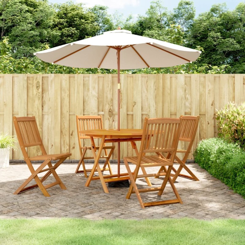 Set da Pranzo per Giardino 5 pz in Legno Massello di Acacia Set da Pranzo per Giardino 5 pz in Legno Massello di Acacia