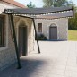 vidaXL Tenda da Sole Retrattile Manuale con LED 4x3 m Blu e Bianca vidaXL Tenda da Sole Retrattile Manuale con LED 4x3 m Blu e Bianca
