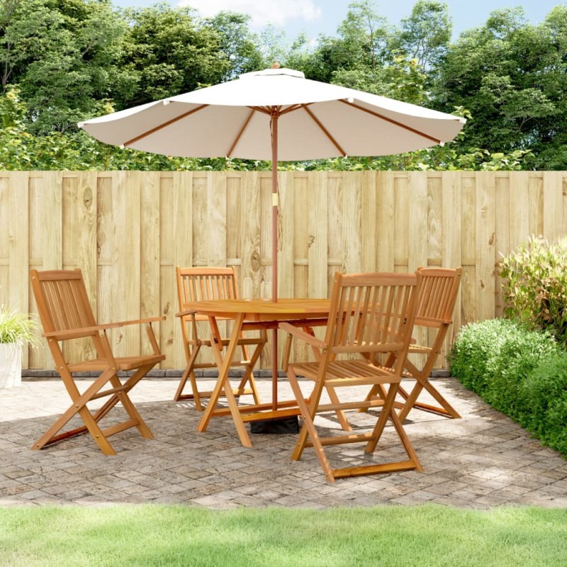 Set da Pranzo per Giardino 5 pz in Legno Massello di Acacia Set da Pranzo per Giardino 5 pz in Legno Massello di Acacia