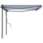 vidaXL Tenda da Sole Retrattile Manuale con LED 4x3 m Blu e Bianca vidaXL Tenda da Sole Retrattile Manuale con LED 4x3 m Blu e Bianca