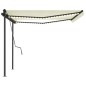 vidaXL Tenda da Sole Retrattile Manuale con LED 4x3 m Crema vidaXL Tenda da Sole Retrattile Manuale con LED 4x3 m Crema