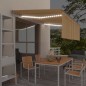 vidaXL Tenda Sole Retrattile Manuale Parasole e LED 4x3m Gialla Bianca