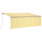 vidaXL Tenda Sole Retrattile Manuale Parasole e LED 4x3m Gialla Bianca