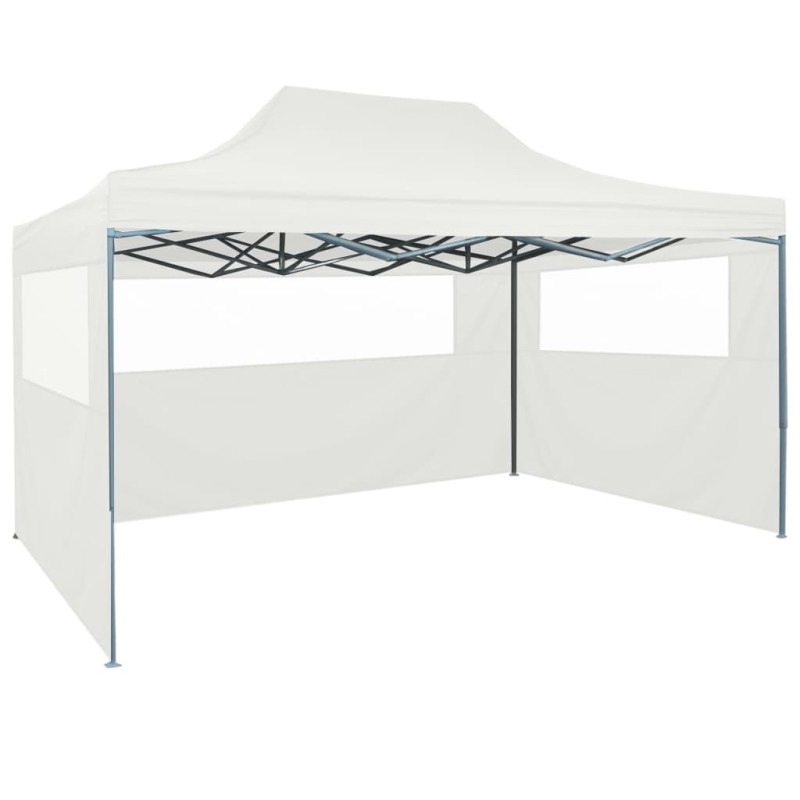 Tendone per Feste Pieghevole con 3 Pareti 3x4,5 m Bianco Tendone per Feste Pieghevole con 3 Pareti 3x4,5 m Bianco