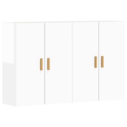 vidaXL Armadietti a Parete 2 pz Bianco Lucido in Legno Multistrato