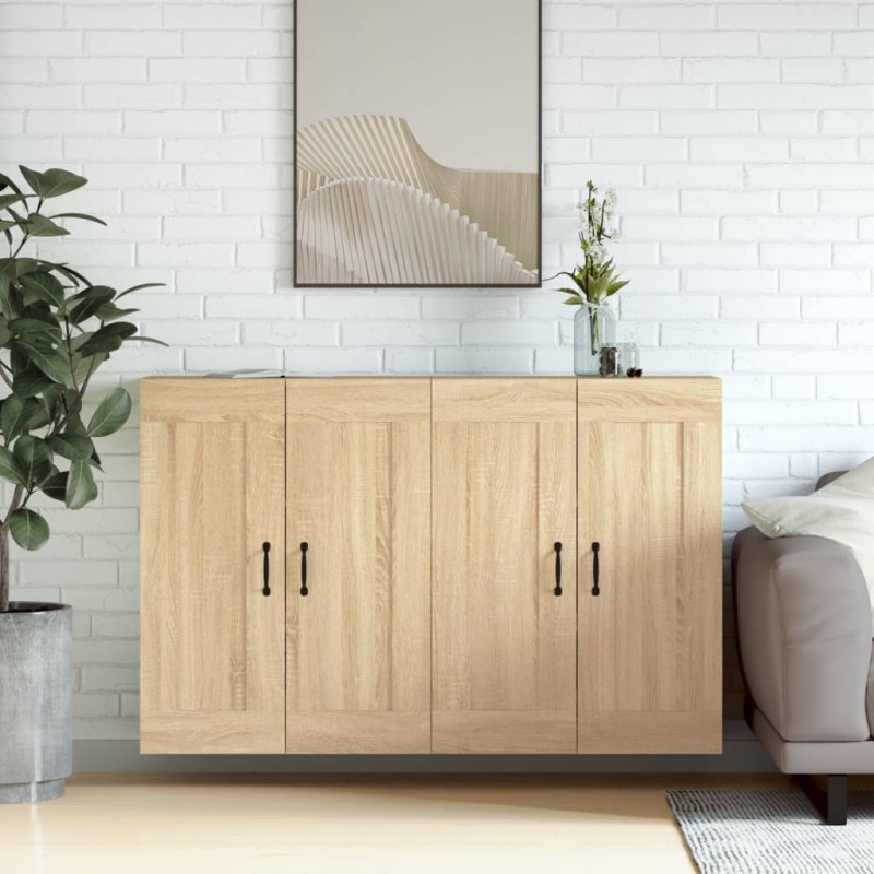 Armadietti a Parete 2 pz Rovere Sonoma in Legno Multistrato Armadietti a Parete 2 pz Rovere Sonoma in Legno Multistrato