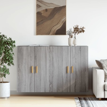 vidaXL Armadietti a Parete 2 pz Grigio Sonoma in Legno Multistrato