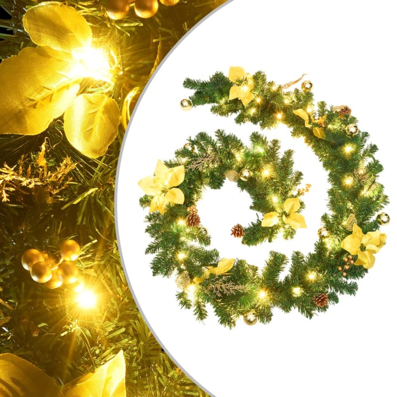 Ghirlanda Natalizia con Luci a LED 2,7 m in PVC Verde Ghirlanda Natalizia con Luci a LED 2,7 m in PVC Verde