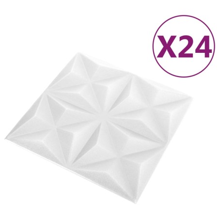Pannelli Murali 3D 24 pz 50x50 cm Origami Bianco 6 m²