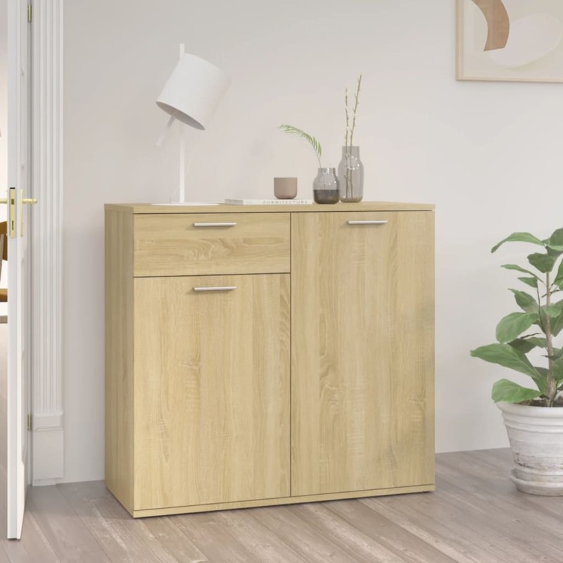 vidaXL Credenza Rovere Sonoma 80x36x75 cm in Legno Multistrato vidaXL Credenza Rovere Sonoma 80x36x75 cm in Legno Multistrato