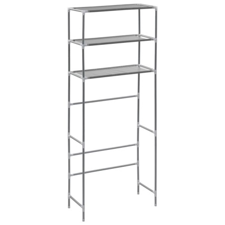 Scaffale per Lavatrice con 3 Ripiani Argento 69x28x169 cm