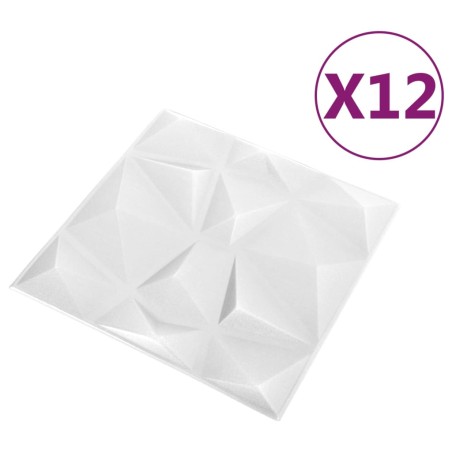 Pannelli Murali 3D 12 pz 50x50 cm Bianchi a Diamante 3 m²