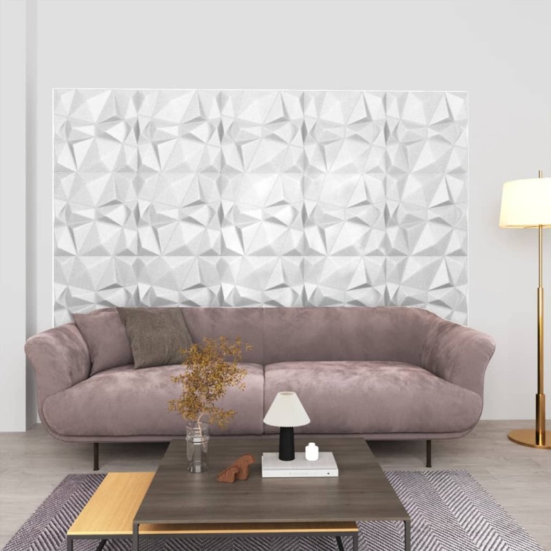 Pannelli Murali 3D 24 pz 50x50 cm Bianchi a Diamante 6 m² Pannelli Murali 3D 24 pz 50x50 cm Bianchi a Diamante 6 m²