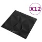 Pannelli Murali 3D 12 pz 50x50 cm Neri a Diamante 3 m² Pannelli Murali 3D 12 pz 50x50 cm Neri a Diamante 3 m²