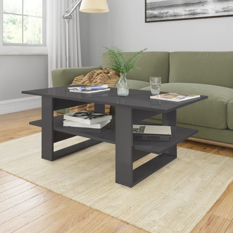 Tavolino da Caffè Grigio Lucido 110x55x42 cm in Truciolato Tavolino da Caffè Grigio Lucido 110x55x42 cm in Truciolato