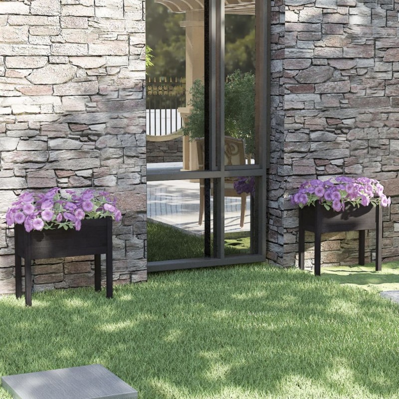 Fioriere da Giardino 2 pz Nere 70x31x70 cm in Legno di Pino Fioriere da Giardino 2 pz Nere 70x31x70 cm in Legno di Pino