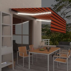 vidaXL Tenda Sole Retrattile Manuale Parasole LED 4x3m Arancio Marrone