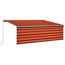 vidaXL Tenda Sole Retrattile Manuale Parasole LED 4x3m Arancio Marrone