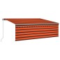 vidaXL Tenda Sole Retrattile Manuale Parasole LED 4x3m Arancio Marrone vidaXL Tenda Sole Retrattile Manuale Parasole LED 4x3m Arancio Marrone